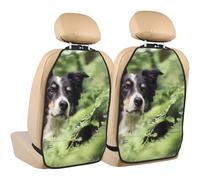 Border Collie Cani Bokeh Animali domestici Nero Bianco,2 pezzi Tappetini per sedili auto Protezione per sedili posteriori Organizer per sedili posteriori durevoli