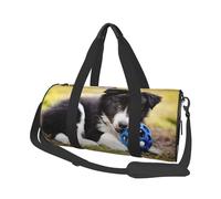 Border Collie Cani Cucciolo Animali Bordo Nero, Borsone da viaggio di grande capacità Borsa rotonda Borsa da viaggio sportiva Borsa da viaggio Borsa da fitness
