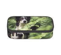 Border Collie Cani Foresta Bokeh Animali Domestici Bianco Nero, Astuccio per matite, Astuccio per matite Astuccio per penne a matita di grande capacità Borsa per cosmetici