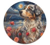 Border Collie Carino Puzzle 1000 Pezzi Laghi di Notte Chiari di Luna Rotonda Puzzle Giocattoli Regalo Interessanti Decorazione Casa per Adulti e Bambini 1000pcs (67,5x67,5cm)