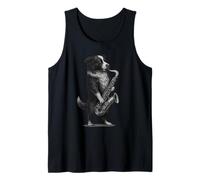 Border Collie che suona il sassofono Jazz Music Dog Lover Canotta