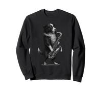 Border Collie che suona il sassofono Jazz Music Dog Lover Felpa