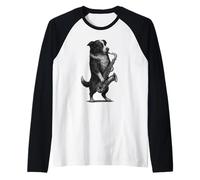 Border Collie che suona il sassofono Jazz Music Dog Lover Maglia con Maniche Raglan