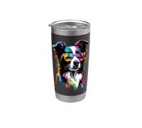 Border Collie con Occhiali da Sole Cani Carino Border Collie Bicchiere termico in acciaio inox doppia parete