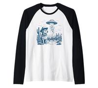 Border Collie Cowboy Cane Vintage UFO Western Cowboy Maglia con Maniche Raglan