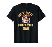 Border Collie Dad Funny Collie Dad Dad Retro World Maglietta