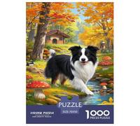 Border Collie Dog Jigsaw Puzzle 1000 Pezzi Per Adulti,Autumn Forest Gioco Diabilità Impossibile Puzzle Arte Gioco Intellettivo Familiare Idea Regalo Uomo E Donna 70x50cm/1000pcs