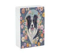 Border Collie Florals Astuccio per Sigarette Elegante Leggero Portacarte Custodia per Fumo Impermeabile Dispenser Sigarette Accessori per Esterni Campeggio Escursionismo