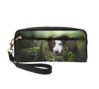 Border Collie Forest Stone Dolce Marrone Cani Animali Domestici, Borsa per il trucco Borsa per cosmetici Borsa da viaggio portatile da toilette Astuccio in pelle per donne e ragazze