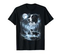 Border Collie Howling to The Moon, Cane retrò Anni '90 Maglietta