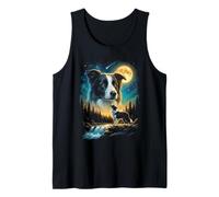 Border Collie Howling to The Moon Meme Divertente Amante dei Cani Anni '90 Canotta