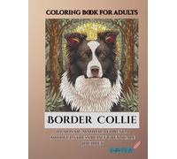 Border Collie in Mosaic Mandala Forest: a mindful stress relief grey scale journey
