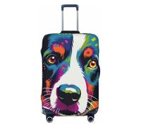 Border Collie in The Style - Copertura elastica per valigia, da viaggio, con stampa, antigraffio, Nero , XL