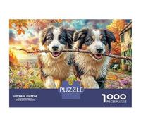 Border Collie Jigsaw Puzzles for AdultsTwo Puppies 1000 Piece Jigsaw Puzzles for Adults Educational Game Decompression Jigsaw Puzzle Suitable for Wall Decoration And Gifts Challenging Colourful