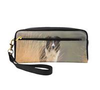 Border Collie Lawn Pets Bordo bianco nero, Borsa per il trucco Borsa per cosmetici Borsa da viaggio portatile da toilette Astuccio in pelle per donne e ragazze