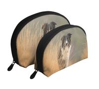 Border Collie Lawn Pets Bordo bianco nero, Borsa per trucco a conchiglia Portamonete da donna Borsa da toilette piccola Borsa per cosmetici 2 pezzi