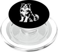 Border Collie monocromatico in piedi Cool Dog Line Art Design PopSockets PopGrip per MagSafe