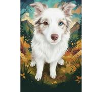 Border Collie Notebook: Blue and Brown Eyed Dog Journal: 120 Graph Paper Pages, 6 x 9 Inches, 5x5mm Grid. Perfect for School, Math, and Dog Lovers.