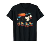 Border Collie Pattinaggio a rotelle Retro Vintage Amante dei cani Maglietta