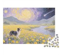Border Collie Puzzle 1000 Pezzi Border Collie Strolling in The Sea of Flowers, Per Bambini E Adulti Relax-rompicapo Difficile Sfida Grandi Dimensioni Regali 1000pcs (75x50cm)
