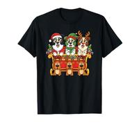 Border Collie Santa Renna Elfo Natale Donna Uomo Bambini Maglietta