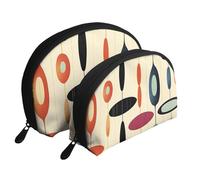 Border Collie - Set di trousse da viaggio per cosmetici, con cerniera e scomparti interni, Metà secolo moderno con forme a goccia, Taglia unica