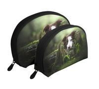 Border Collie Stone Dolce Marrone Cani Animali Domestici, Borsa per trucco a conchiglia Portamonete da donna Borsa da toilette piccola Borsa per cosmetici 2 pezzi
