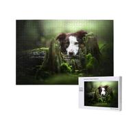 Border Collie Stone Sweet Brown Cani Animali domestici,Puzzle in legno da 1000 pezzi per famiglie, puzzle per adulti e adolescenti