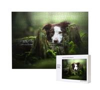 Border Collie Stone Sweet Brown Cani Animali domestici,Puzzle in legno da 500 pezzi, gioco di famiglia, puzzle per adulti e adolescenti, decorazioni per la casa