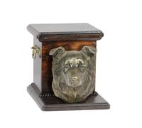Border Collie urna fatta di legno con un cane Art-Dog
