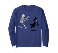 Border Divertente Collie Che corre Skeleton Halloween Maglia a Manica