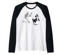 Border Divertente Collie Che corre Skeleton Halloween Maglia con Maniche Raglan