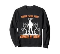 Border Patrol Agent di Giorno Zombie by Night Divertente Halloween Felpa