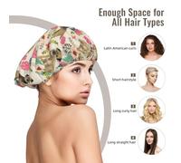 Border Terrier Florals Cane Razza Crema,Cuffia da notte elastica in raso per adulti, fascia per capelli in seta regolabile, cuffia da notte elastica per donne