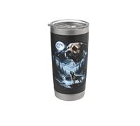 Border Terrier Howling to the Moon, cane retrò anni '90 Bicchiere termico in acciaio inox doppia parete
