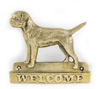 Border Terrier - lastra di ottone con l'iscrizione 'WELCOME' Art Dog IT