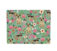 Border Terrier, razza canina con motivi floreali, Tappetino in gomma per coperchio superiore del microonde, 46 x 36 cm, resistente al calore, protezione per piano cucina.