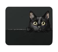 Bordi Cuciti Tappetino per Il Mouse Black Cat peeks out from The Edge Gaming Mousepad Tappetini Mouse 25x30cm per Casa,PC,Computer