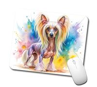 Bordi Cuciti Tappetino per Il Mouse Chinese Crested Dog Watercolor Style Gaming Mousepad Tampone per Mouse 25x30cm per Notebook,PC,Casa