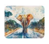 Bordi Cuciti Tappetino per Il Mouse, Elephant On The Road, Confortevole Tappetino Mouse, Gaming Mousepad, 25X30cm, Computer, PC, Notebook
