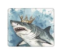 Bordi Cuciti Tappetino per Il Mouse Fish Cool Animal Ocean Creature Crown Watercolor Gaming Mousepad Tappetino Mouse 25x30cm per Ufficio,Casa,Laptop