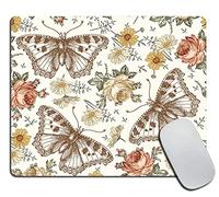 Bordi Cuciti Tappetino per Il Mouse Flowers And Butterflies Non-Slip Gaming Mousepad Tampone per Mouse 25x30cm per Computer,Ufficio,Laptop