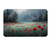 Bordi Cuciti Tappetino per Il Mouse Green Field with a Few Large Red Poppies Surrounded by a Gaming Mousepad Tappetino Mouse 25x30cm per Notebook,Laptop,Casa