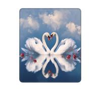 Bordi Cuciti Tappetino per Il Mouse, Love's Day Couple of Swans Heart, Lavabile Tappetino Mouse, Mousepads, 25X30cm, PC, Notebook, Laptop