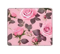 Bordi Cuciti Tappetino per Il Mouse, Pretty Pink Roses, Confortevole Tappetini Mouse, Gaming Mousepad, 25X30cm, PC, Notebook, Laptop