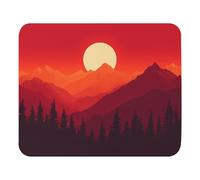 Bordi Cuciti Tappetino per Il Mouse Red Sunset Over The Mountains Gaming Mousepad Tampone per Mouse 25x30cm per Laptop,Ufficio,Casa