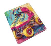 Bordi Cuciti Tappetino per Il Mouse, Retro Colorful Roller Skates, Multifunzionale Tappetini Mouse, Gaming Mousepad, 25X30cm, Computer, Laptop, Notebook