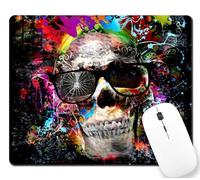 Bordi Cuciti Tappetino per Il Mouse Skull on Tract Colored Gaming Mousepad Tappetino Mouse 25x30cm per Laptop,PC,Ufficio
