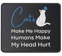 Bordi Cuciti Tappetino per Mouse, Cats Make Me Happy Cute Cat Tappetino per Il Mouse Personalizzato Gaming Mousepad per Ufficio Casa Laptop