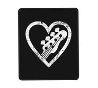 Bordi Cuciti Tappeto Mouse, Big Heart with And for Bass Guitar Lovers Tappetino per Il Mouse Personalizzato Gaming Mousepad per Casa Ufficio Computer